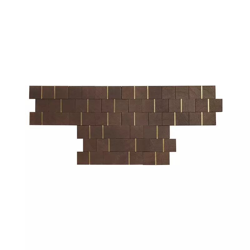 Paves de Paris Chene et Laiton Massif Huile Chocolat - choix select - 11.5x210x525 - vue de face - carresol