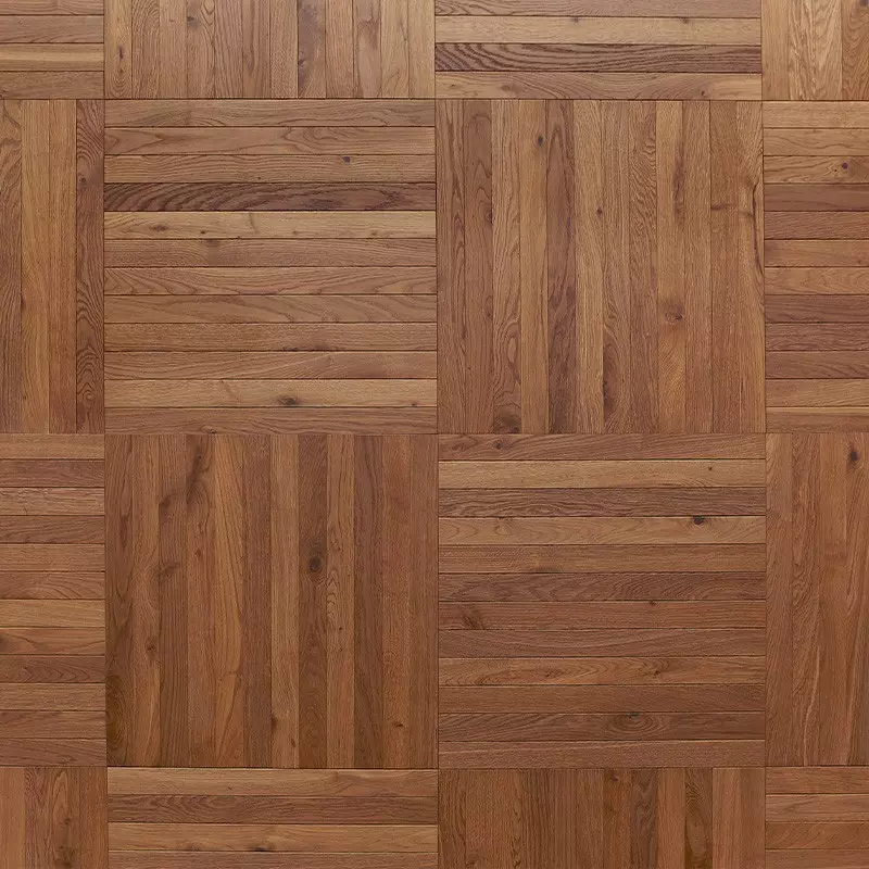 Parquet Chene Semi-Massif Mosaico Brown Fume - 15x50x600- Choix Rustique - Vue de face - Carresol