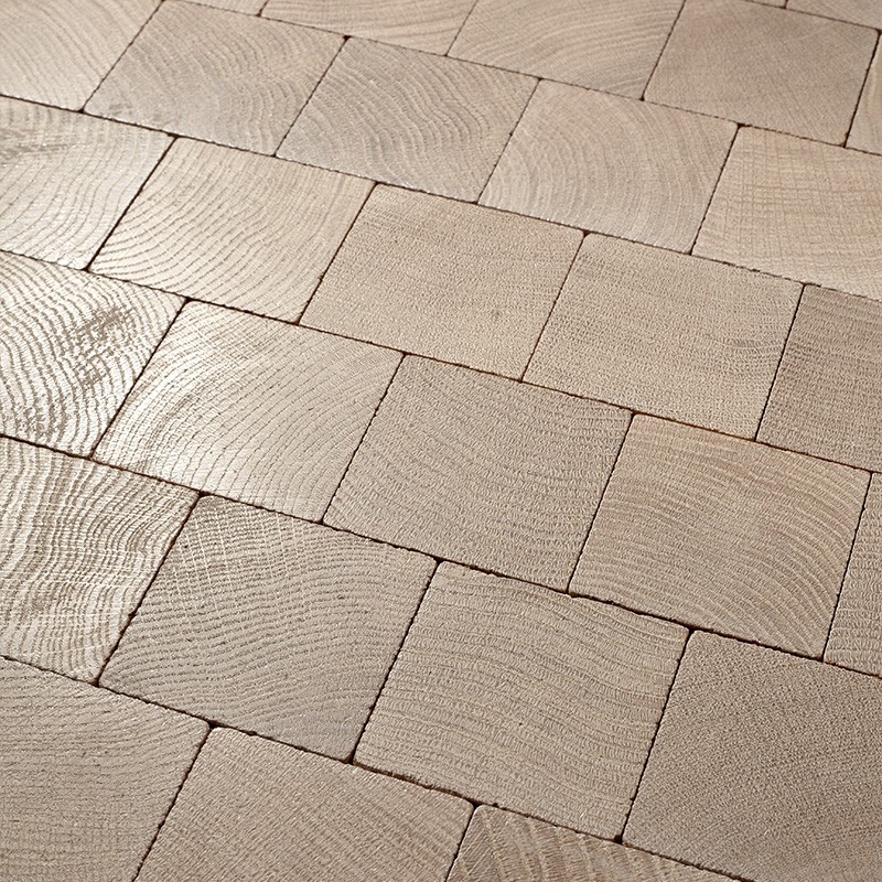 Paves de Paris Vintage Chene Massif Huile Blanc - choix select - 11.5x210x525 - vue de profil - carresol Paves de Paris Vintage Chene Massif Huile Blanc - choix select - 11.5x210x525 - vue de profil - carresol