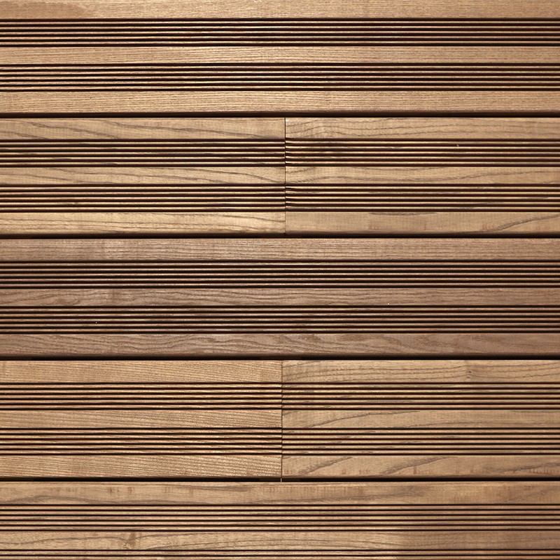 Lames de Terrasse Frene Thermo-Traite - 21x145x2150/4900 - vue de face - carresol Lames de Terrasse Frene Thermo-Traite - 21x145x2150/4900 - vue de face - carresol