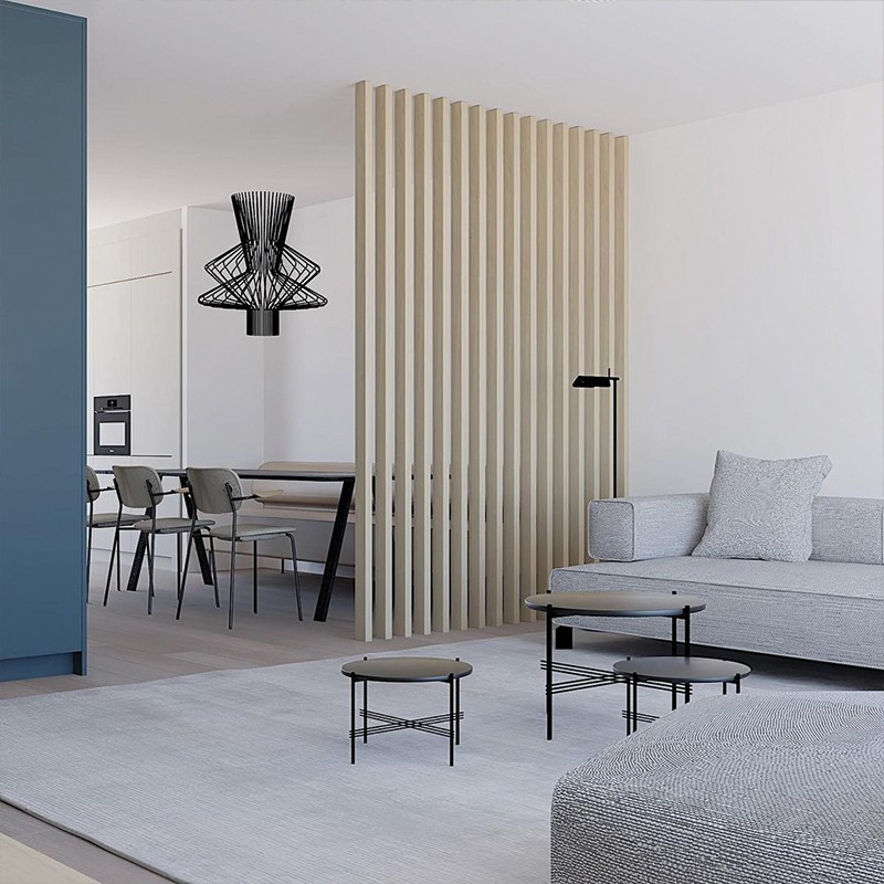 Poutre Claustra Chêne Ivory Vernis - 51x100x3040 mm - Vue d'ambiance - CarréSol Poutre Claustra Chêne Ivory Vernis - 51x100x3040 mm - Vue d'ambiance - CarréSol