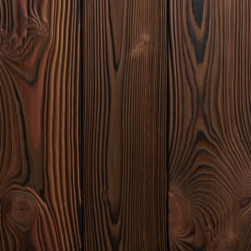 Bardage Douglas Le Velouté 20x145 mm Brossé Brûlé Huilé - vue de face - CarréSol