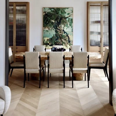 Point de Hongrie Chene Contrecolle Corn - 14x92x600 - choix select - realisation 01 - carresol editions