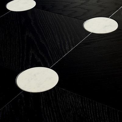 Medaillon Chene Noir incrustation Marbre Carrare - 15x100 - choix confort - vue de profil - carresol